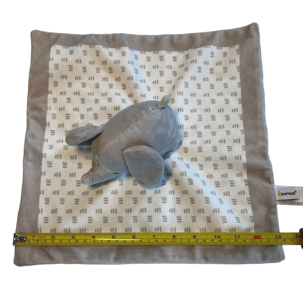 Pearhead Elephant Baby Lovey Plush Gray White Stripe 13" Security Blanket 2020 - Picture 2 of 12
